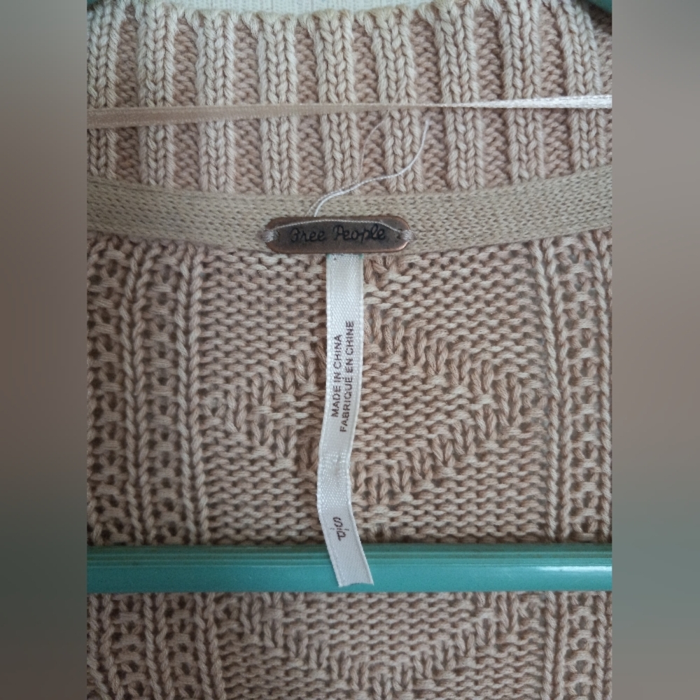 Beige Open-Front Knit Sweater - Picture 3 of 3